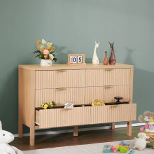 VEVOR Cómoda de 6 Cajones Acanalados de Madera 39,9x119,9x78,7 cm, Color Madera