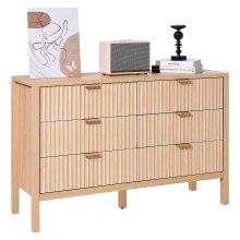 VEVOR Cómoda de 6 Cajones Acanalados de Madera 39,9x119,9x78,7 cm, Color Madera