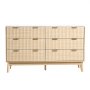 VEVOR Cómoda de 6 Cajones Acanalados de Madera 39,9 x 137,2 x 81,3 cm con Sistema de deslizamiento y Antivuelco Estilo Moderna y Minimalista para Sala de Estar y Pasillo, Color Madera Clara