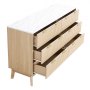 VEVOR Cómoda de 6 Cajones Acanalados de Madera 39,9 x 137,2 x 81,3 cm con Sistema de deslizamiento y Antivuelco Estilo Moderna y Minimalista para Sala de Estar y Pasillo, Color Madera Clara