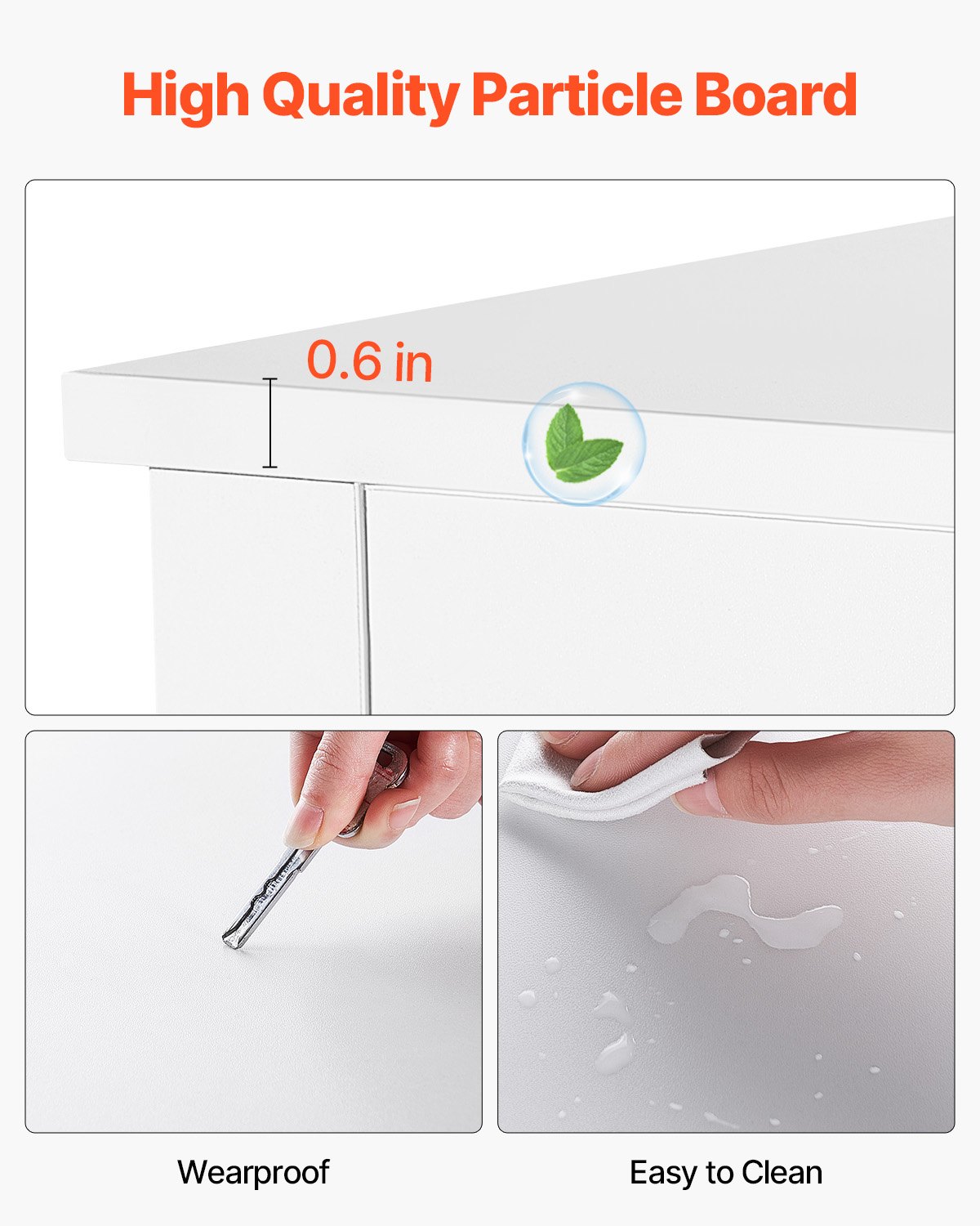 VEVOR Cómoda de 7 Cajones, Cómoda de Madera de 40 x 119,9 x 81,3 cm con Puertas Corredizas y Antivuelco Estilo Moderna y Minimalista Ideal para Sala de Estar, Pasillo y Entrada, Color Blanco