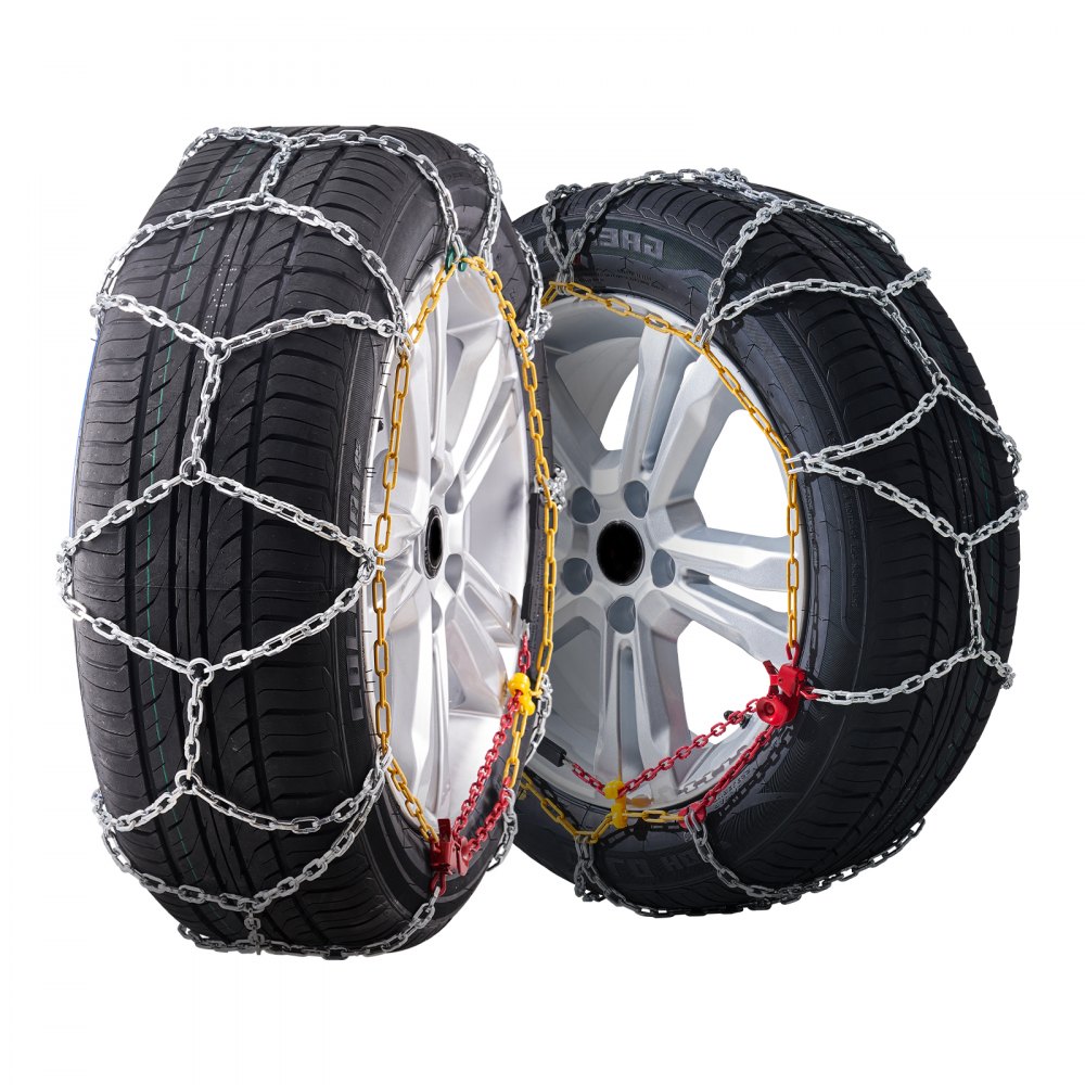 VEVOR 2 cadenas de nieve, cadenas de tracción de emergencia de acero de aleación de manganeso, cadenas de cable para neumáticos para automóviles, camionetas, SUV y camiones, color plateado