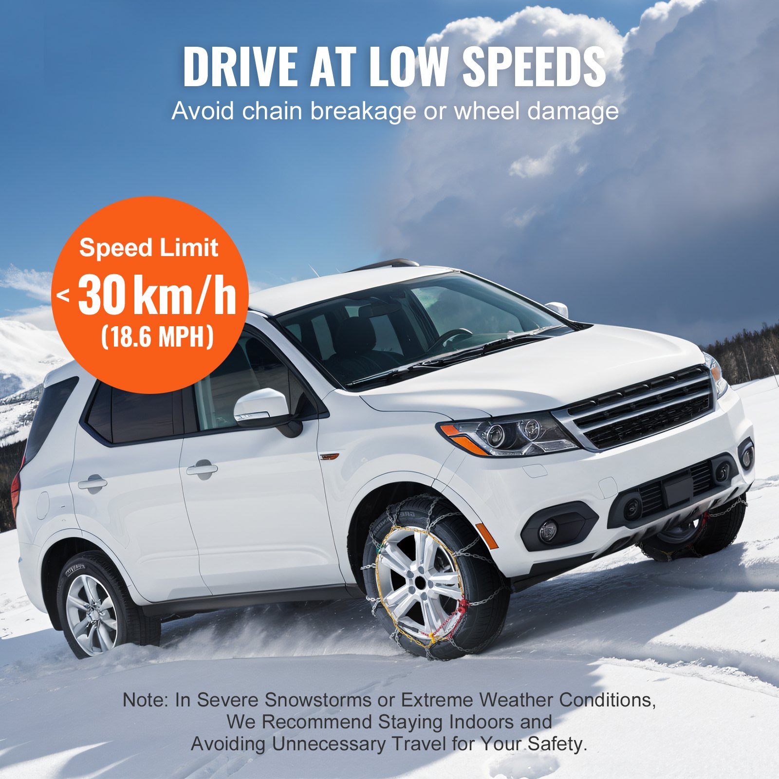VEVOR 2 cadenas de nieve, cadenas de tracción de emergencia de acero de aleación de manganeso, cadenas de cable para neumáticos para automóviles, camionetas, SUV y camiones, color plateado
