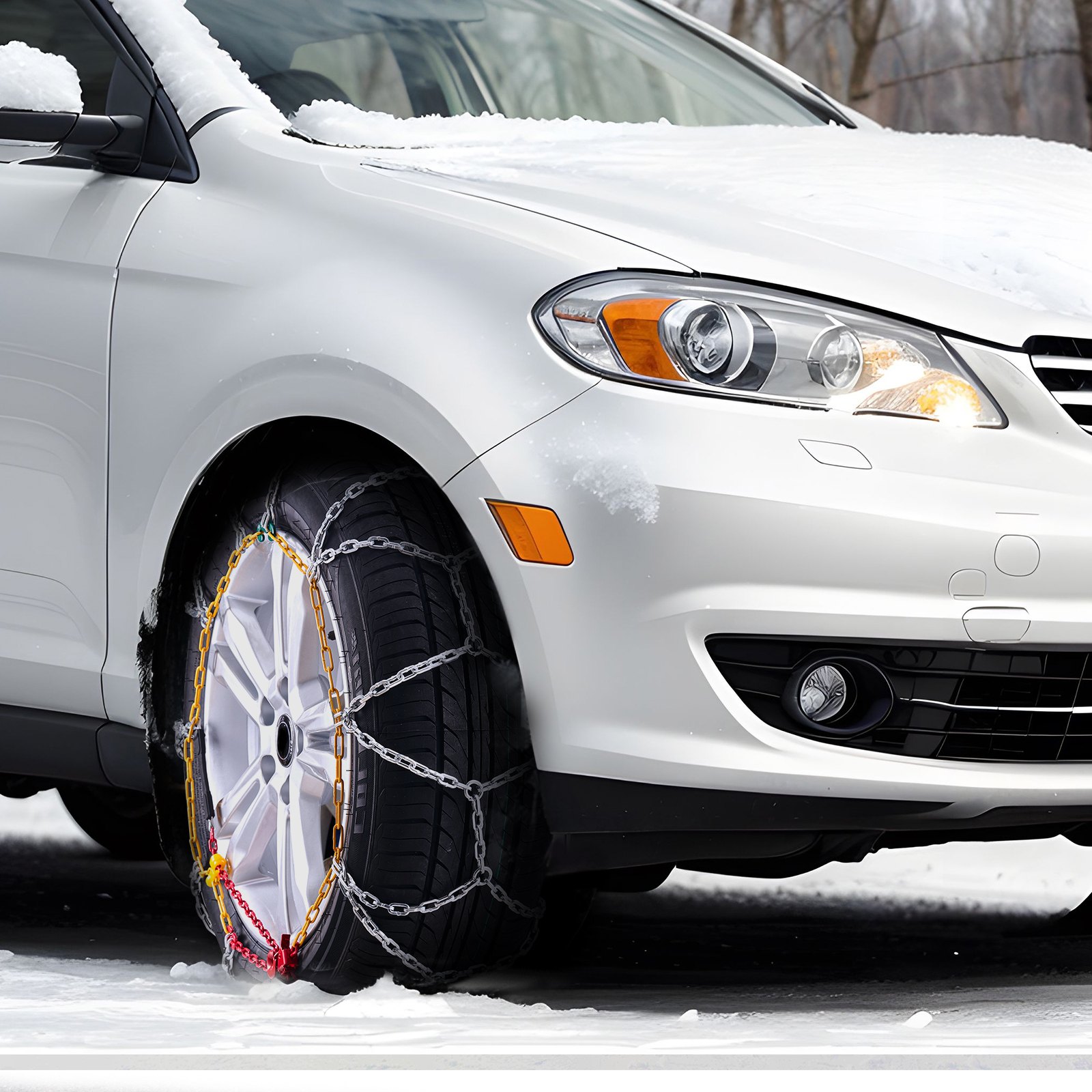 VEVOR 2 cadenas de nieve, cadenas de tracción de emergencia de acero de aleación de manganeso, cadenas de cable para neumáticos para automóviles, camionetas, SUV y camiones, color plateado