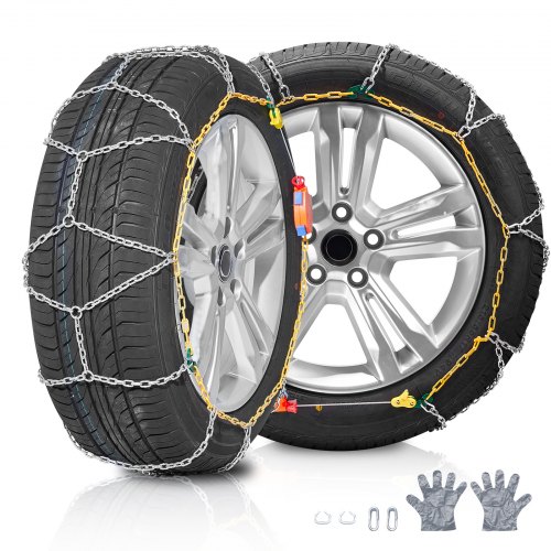 Cadenas para nieve VEVOR, cadenas de tracción de emergencia de acero de aleación de manganeso, cadenas para nieve para automóviles, camionetas, SUV y camiones, color plateado, juego de 2