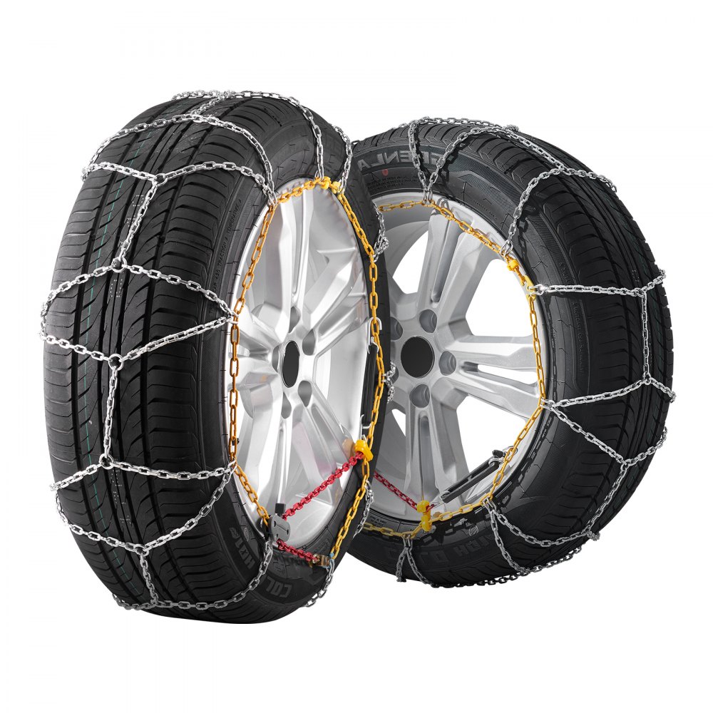 Cadenas de nieve VEVOR de 2 piezas, cadenas de tracción de emergencia de acero de aleación de manganeso para automóviles, camionetas, SUV y camiones, cadenas para neumáticos de nieve para 225/70-15, 235/60-16, 235/50-18, 245/45-18, 245/45-17, color plateado