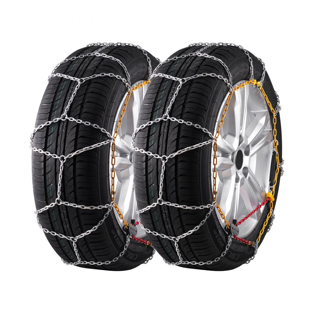 Cadenas de nieve VEVOR de 2 piezas, cadenas de tracción de emergencia de acero de aleación de manganeso para automóviles, camionetas, SUV y camiones, cadenas para neumáticos de nieve para 225/70-15, 235/60-16, 235/50-18, 245/45-18, 245/45-17, color plateado