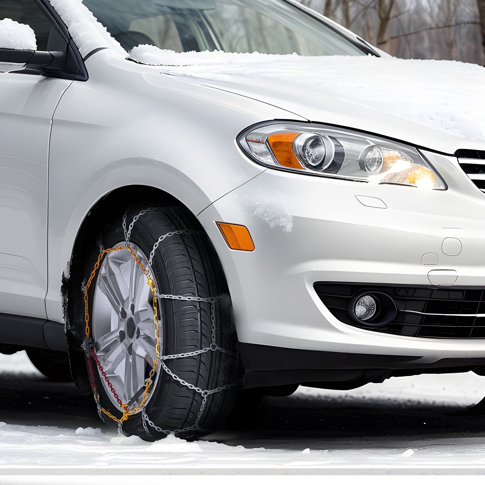 Cadenas de nieve VEVOR de 2 piezas, cadenas de tracción de emergencia de acero de aleación de manganeso para automóviles, camionetas, SUV y camiones, cadenas para neumáticos de nieve para 225/70-15, 235/60-16, 235/50-18, 245/45-18, 245/45-17, color plateado