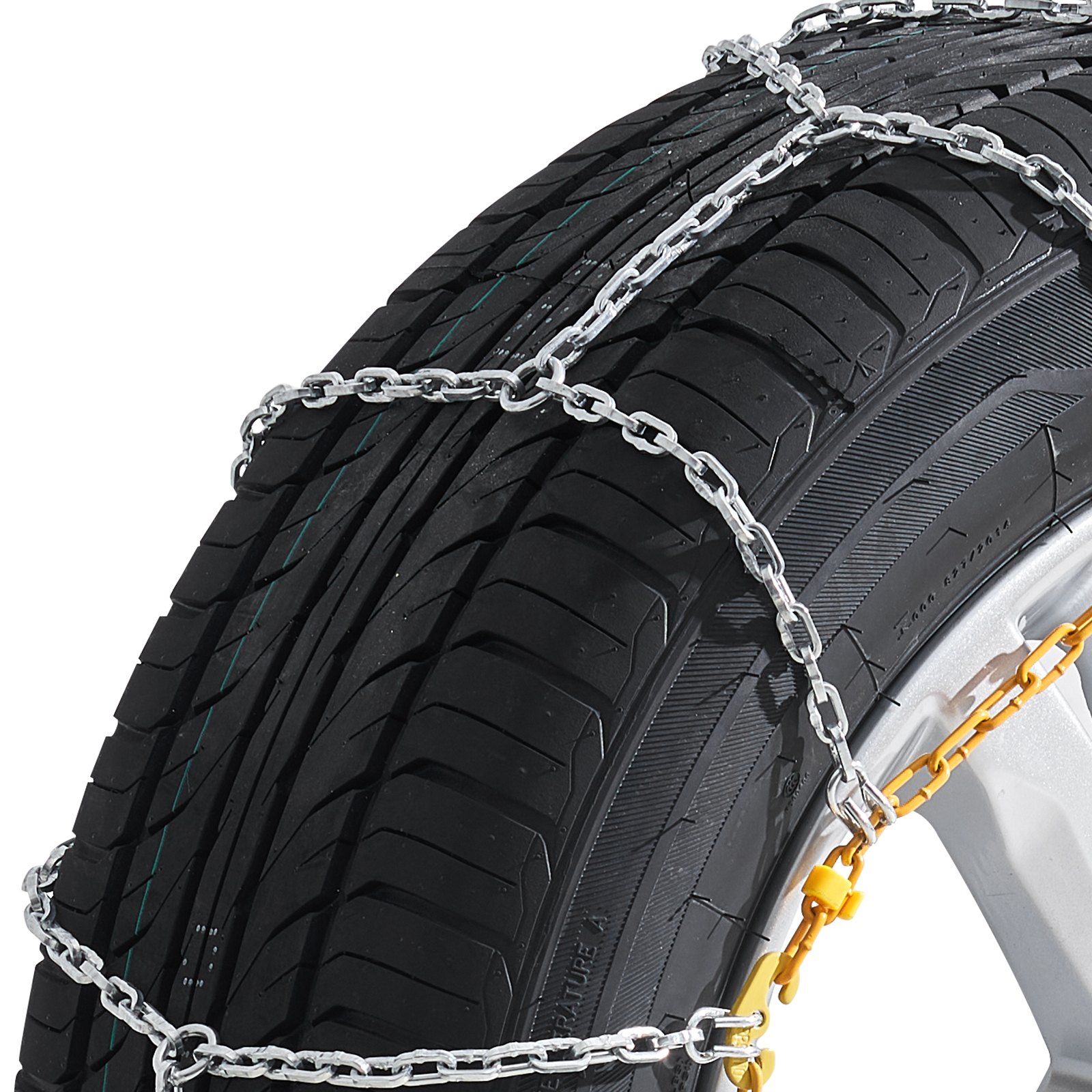 Cadenas de nieve VEVOR de 2 piezas, cadenas de tracción de emergencia de acero de aleación de manganeso para automóviles, camionetas, SUV y camiones, cadenas para neumáticos de nieve para 225/70-15, 235/60-16, 235/50-18, 245/45-18, 245/45-17, color plateado