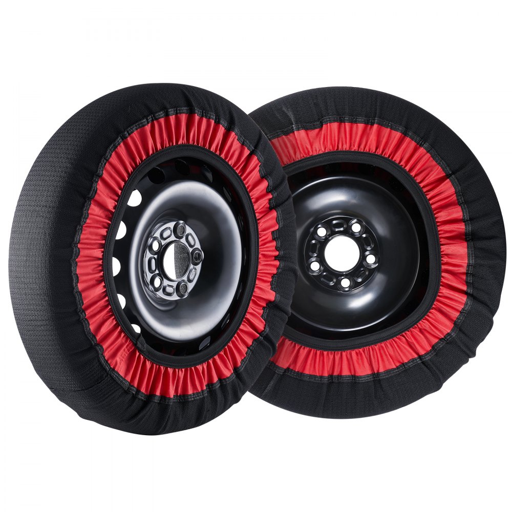VEVOR Calcetines de nieve engrosados para neumáticos, calcetines de fibra de poliéster para neumáticos con correas elásticas, cubierta de neumáticos con tracción para nieve para automóviles, SUV, camionetas y camiones (paquete de 2) - Extra grande