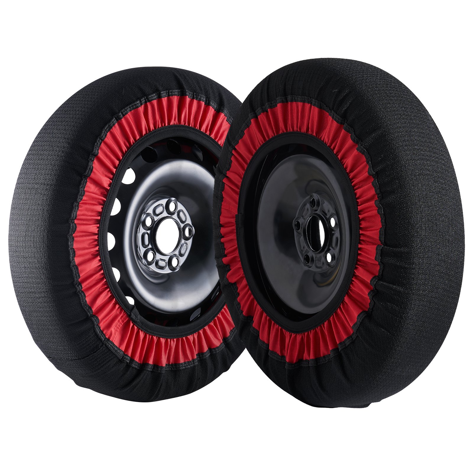 VEVOR Calcetines de nieve engrosados para neumáticos, calcetines de fibra de poliéster para neumáticos con correas elásticas, cubierta de neumáticos con tracción para nieve para automóviles, SUV, camionetas y camiones (paquete de 2) - Extra grande