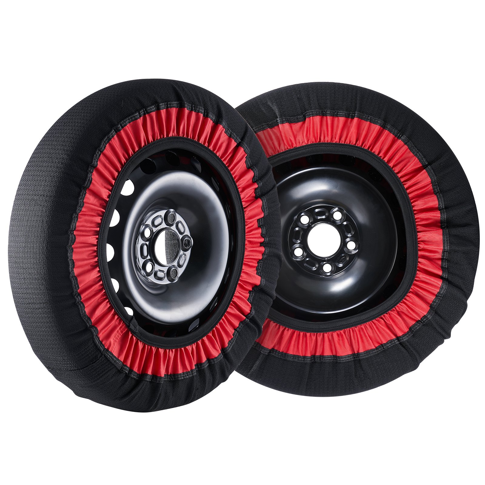 VEVOR Calcetines de nieve engrosados para neumáticos, calcetines de fibra de poliéster para neumáticos con correas elásticas, cubierta de neumáticos con tracción para nieve para automóviles, SUV, camionetas y camiones (paquete de 2) - Extra grande