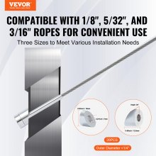 VEVOR Kit de barandilla de cable 20 piezas fundas protectoras para ruedas de 3,2 mm, con terminal y tensor invisible negro, cubiertas protectoras para barandilla de cable de 3,2 mm y 4,8 mm