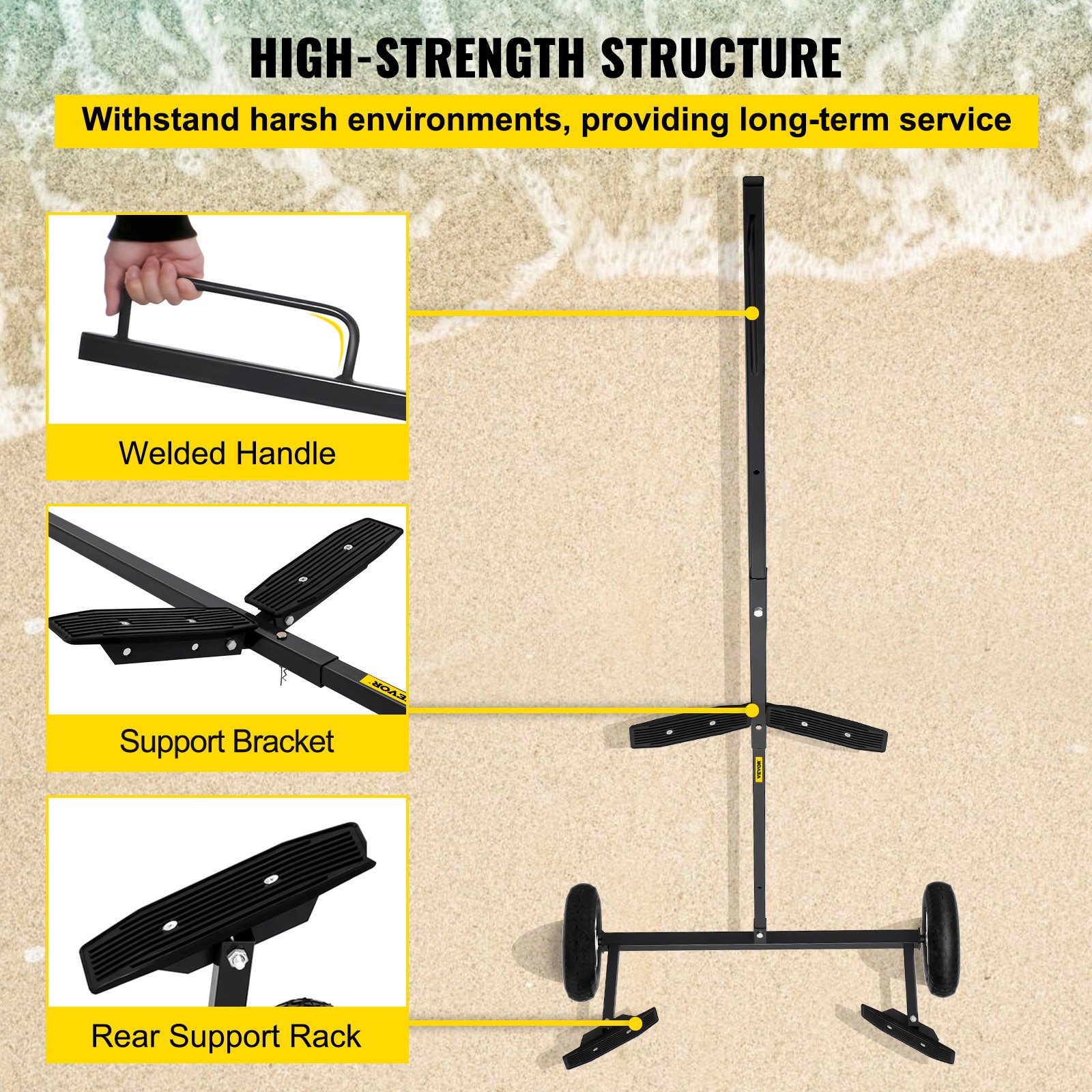 VEVOR Remolque para Barcos 360 lbs Carro de Varada para Barcos 295 x 108 x 47 cm Longitud Ajustable 230-255-280 cm Carro de Barco con Remolque para Mover Motores Embarcación Barco de Pesca o de Vela
