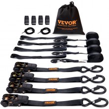 VEVOR Paquete de 4 correas de amarre con trinquete 2200 lbs 1"x15' resistente para carga