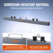 VEVOR Escoba Magnética Colgante para Carretilla Elevadora Fuerza Magnética de 47,6 kg Barredora Magnética 1830x77x200 mm Recogedor Magnético Antioxidante para Chatarra de Metal Taller Garaje Patio
