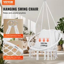 VEVOR Silla Colgante Giratoria de Macramé Carga 150 kg con Cojín para Terraza