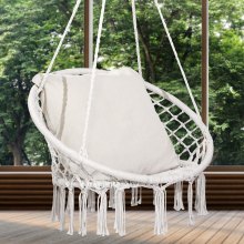 VEVOR Silla Colgante Giratoria de Macramé Carga 150 kg con Cojín para Terraza