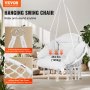 VEVOR Silla Colgante Giratoria de Macramé Carga 120kg Interior Exterior, Blanco