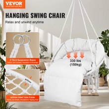 VEVOR Silla Colgante Giratoria de Macramé Carga 150kg Interior Exterior, Beige