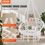 VEVOR Silla Colgante Giratoria de Macramé Carga 150kg Interior Exterior, Blanco