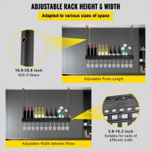 VEVOR Soporte de Copa de Vino Colgante de Altura Ajusta 48-91 cm 10-26 cm Estante para Copas de Vino de Techo Negro 15 kg Soporte para Copas en Casa, Bar, Hotel, Restaurante y Bodega Comercial