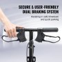 Manillar de agarre manual del scooter de rodilla VEVOR, con sistema de frenado doble seguro para un control seguro.