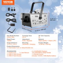 VEVOR 1500 W Máquina de Hacer Nieve Colgante o Portátil de 450 x 27 x 300 mm