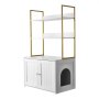 VEVOR Cat Litter Box Enclosure Furniture, 70 cm Hidden Litter Box Cabinet with Metal Legs & 2-Tier Storage Shelves, Waterproof Cat Washroom Cat House, Fit Most of Litterbox, for Living Room