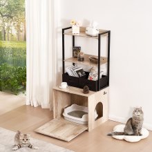 VEVOR Muebles de Baño Oculto para Gatos de Madera 2 Estantes de Almacenamiento