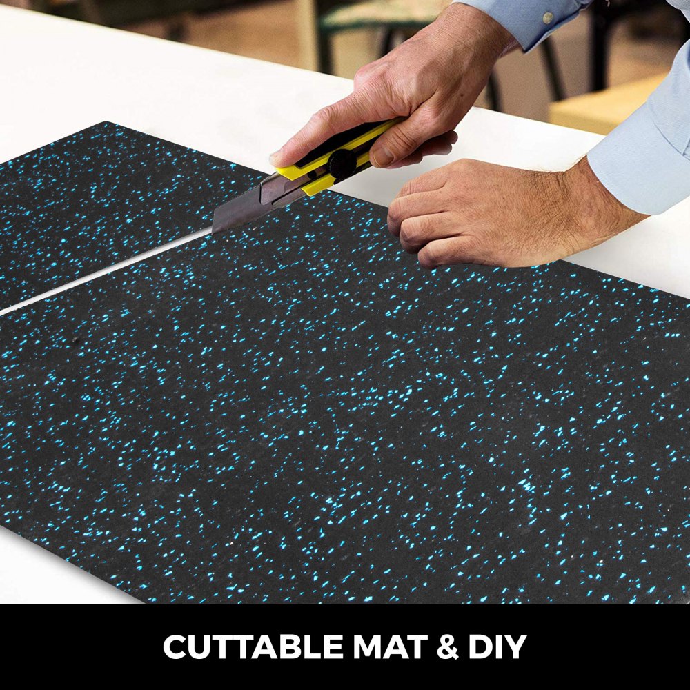 Piso De Goma Para Suelo 4'x10' 1/4" Resistente Negro Sótano Great