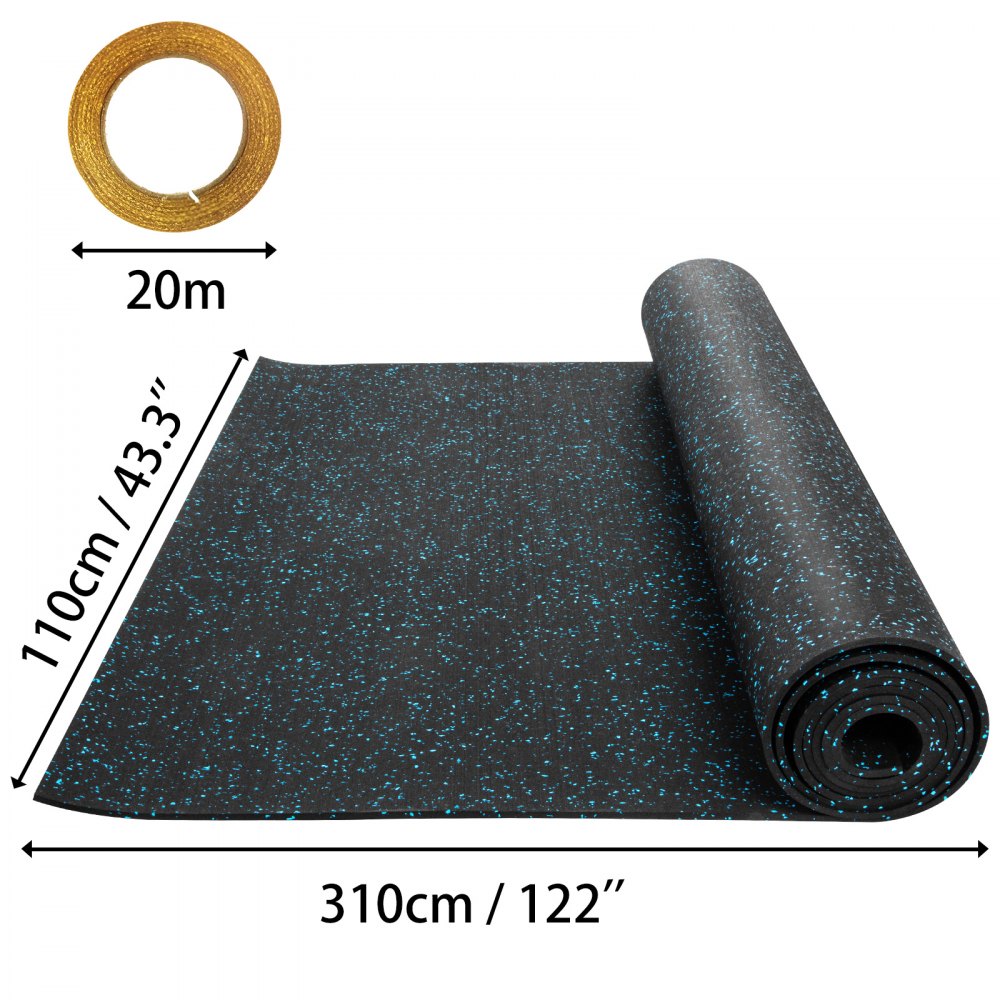 Piso De Goma Para Suelo 4'x10' 1/4" Resistente Negro Sótano Great