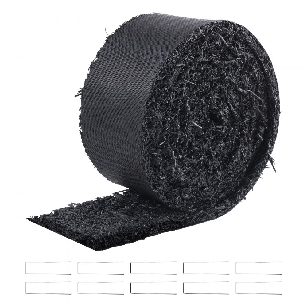 VEVOR Rubber Mulch Roll 18 mm, Rubber Mulch Mat 3 x 0.11 m, Permanent Rubber Path, Black Mulch Garden Edging, Weed Control Mat, Weed Barrier for Plants, Vegetables & Flowers, Garden Barrier
