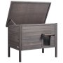 VEVOR Outdoor Cat House, Weatherproof, Shelter for Wild Cats, Multi-Cat/Rabbit House, Wooden Outdoor Cat/Rabbit House, Fully Foam Insulated, Open Roof, PVC Door Flaps, 86.4 cm L x 56.4 cm W x 68.6 cm H