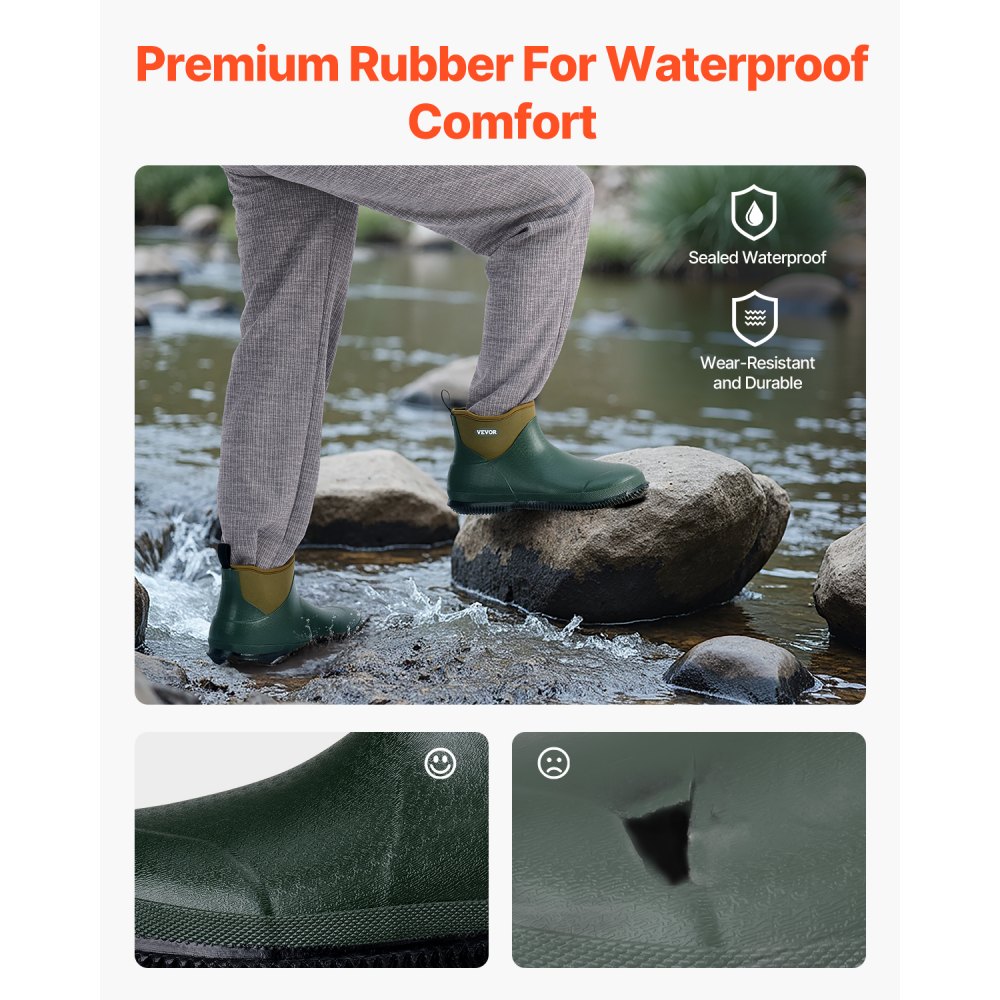 VEVOR Botas de Pesca para Mujer, Impermeables, de Goma Antideslizante, con Aislamiento Térmico, para Jardinería, de Neopreno, para Clima Frío, para Agricultura, Talla 7 EE. UU., 315 x 115 x 160 mm