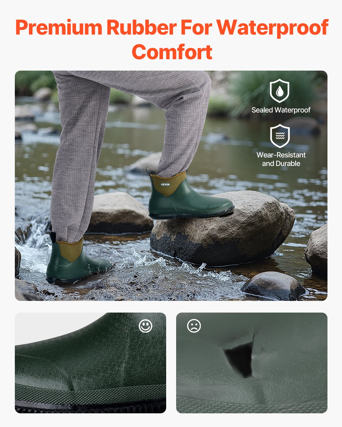 VEVOR Botas de Pesca para Mujer, Impermeables, de Goma Antideslizante, con Aislamiento Térmico, para Jardinería, de Neopreno, para Clima Frío, para Agricultura, Talla 7 EE. UU., 315 x 115 x 160 mm