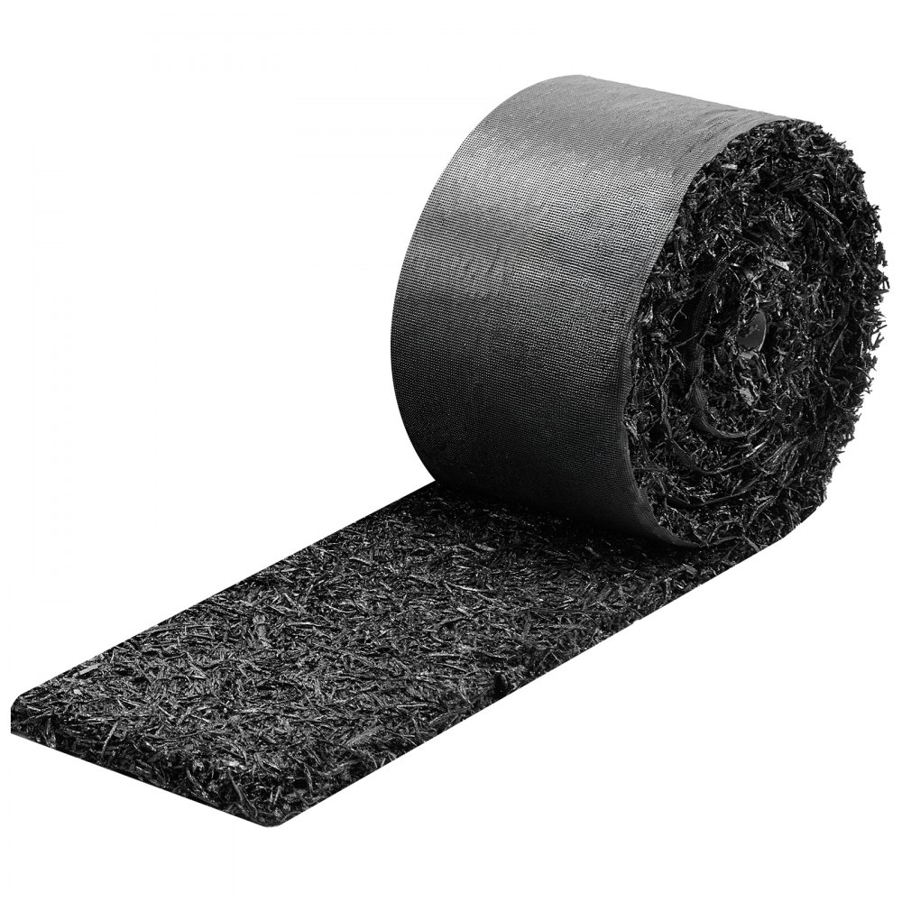 VEVOR Mantillo de Caucho para Paisajismo 305 x 11,5 cm Grosor de 1,3 cm, 4 Rollos de Mantillo de Caucho, Barrera Floral con Estacas, Bordes de Jardín Recortables, para Patios, Huertos, Frutales