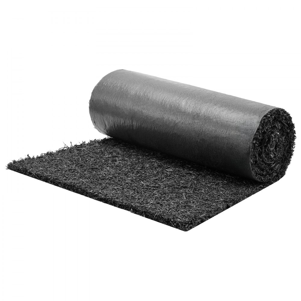 VEVOR Mantillo de Goma para Paisajismo 244 x 61 cm, Tapete de Caucho Reciclado Cortable, Paquete de 2 Rollos, Tela Antihierbas Reducción de Malezas, Borde Permanente, para Jardín Huerto, Color Negro