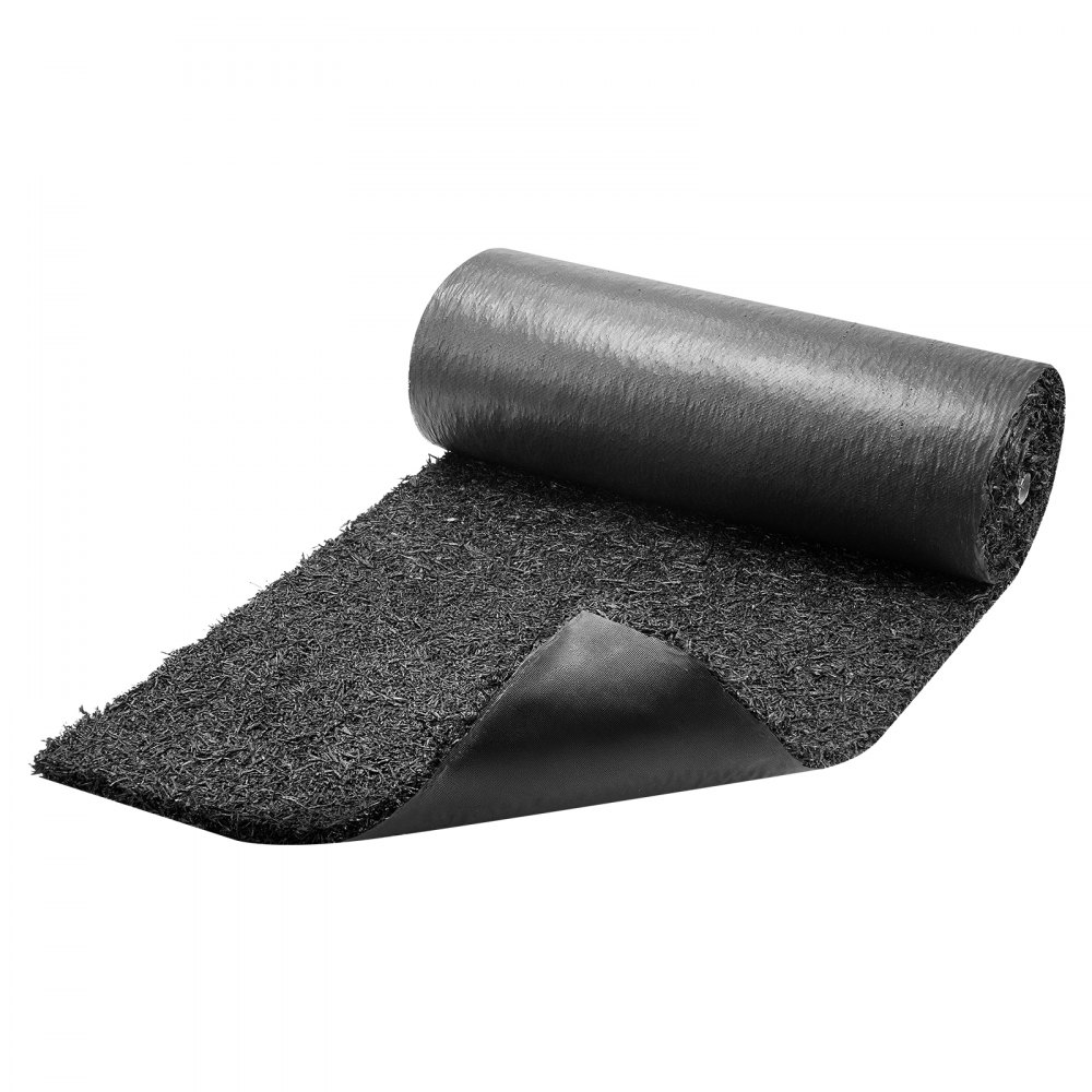 VEVOR Mantillo de Goma para Paisajismo 244 x 61 cm, Tapete de Caucho Reciclado Cortable, Paquete de 2 Rollos, Tela Antihierbas Reducción de Malezas, Borde Permanente, para Jardín Huerto, Color Negro