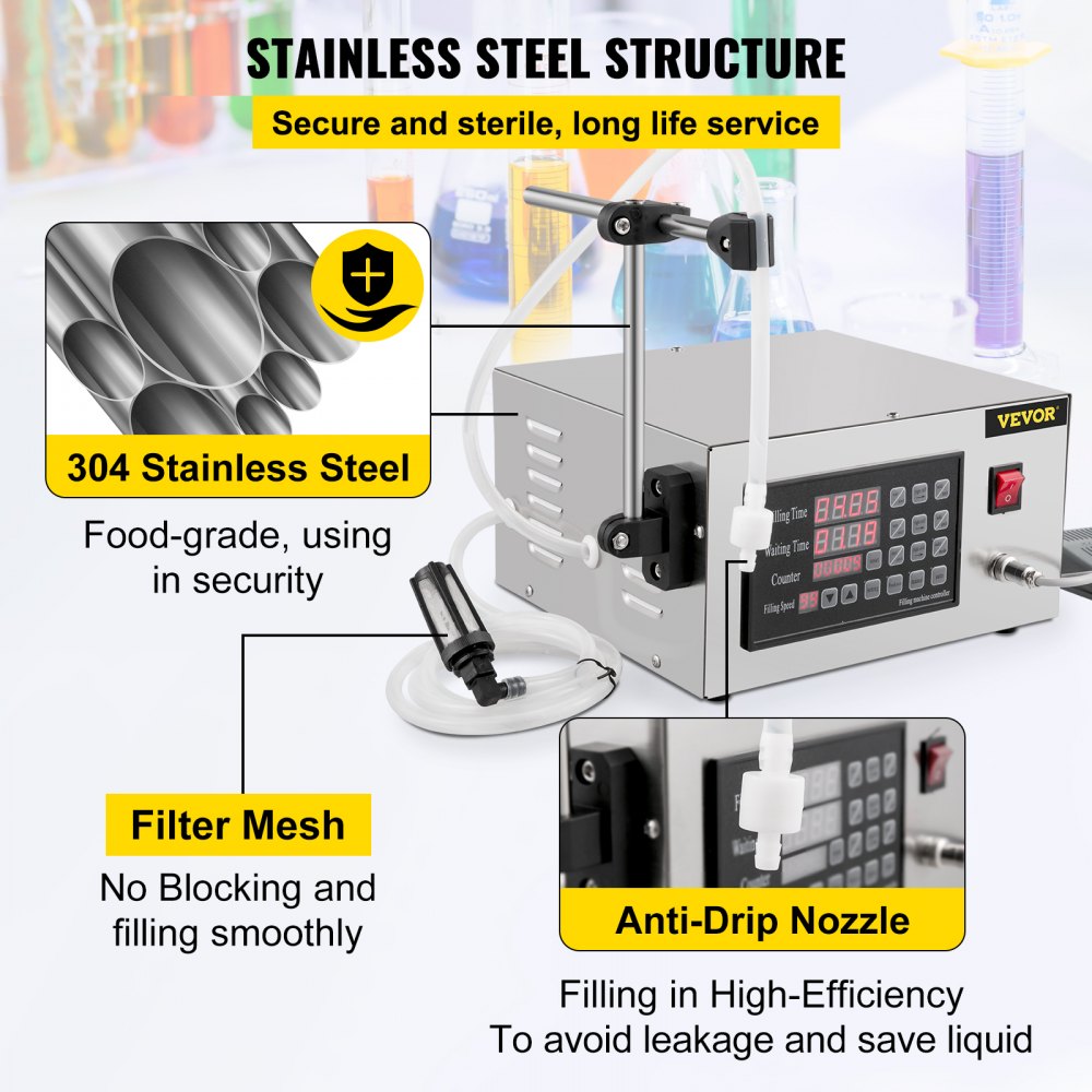 VEVOR Máquina de Llenado de Líquido de Control Numérico Automático Cuantitativo XK-280 Máquina de Llenado de Pasta Neumática Nueva Máquina Llenadora de Líquidos y Pastas Máquina de llenado de líquido