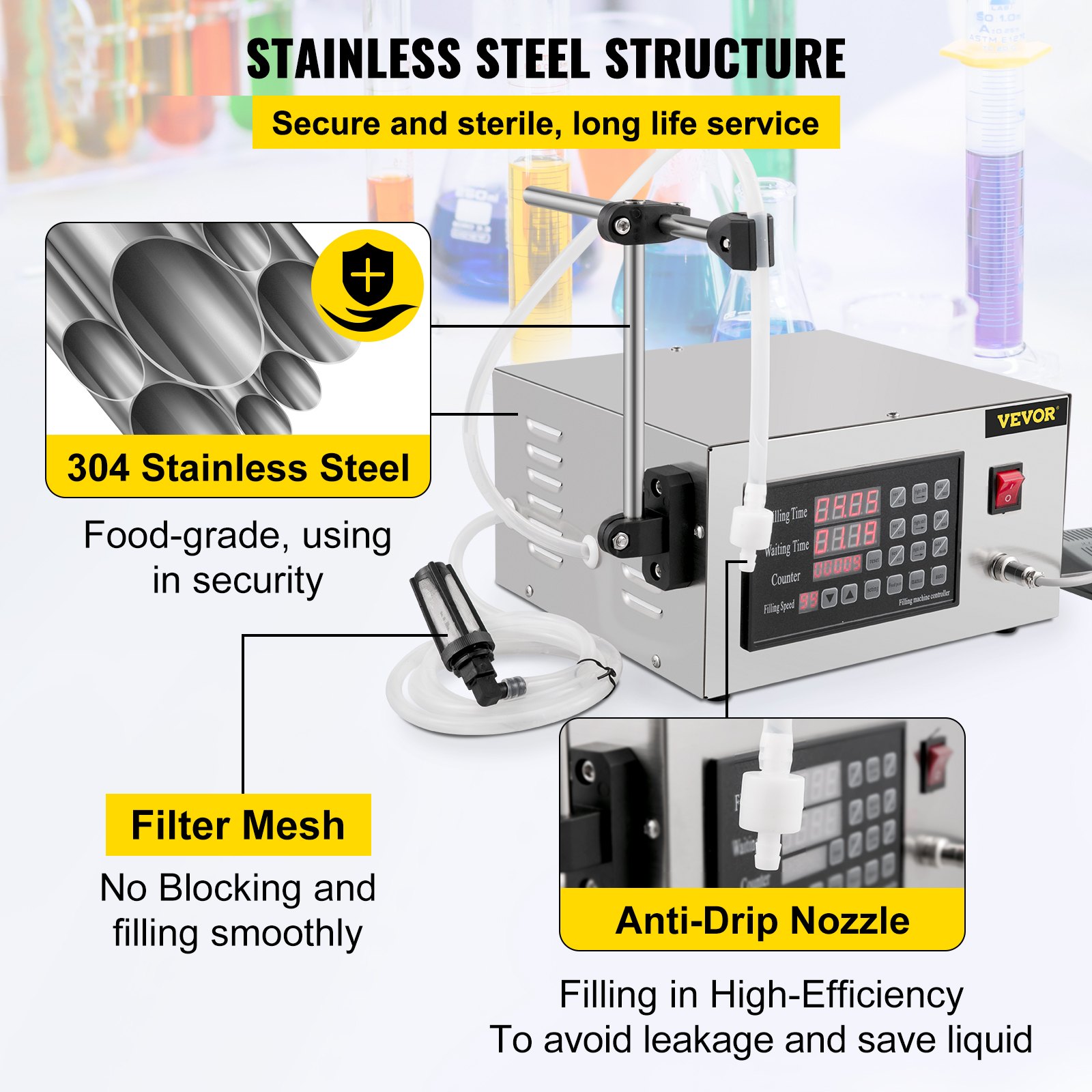 VEVOR Máquina de Llenado de Líquido de Control Numérico Automático Cuantitativo XK-280 Máquina de Llenado de Pasta Neumática Nueva Máquina Llenadora de Líquidos y Pastas Máquina de llenado de líquido