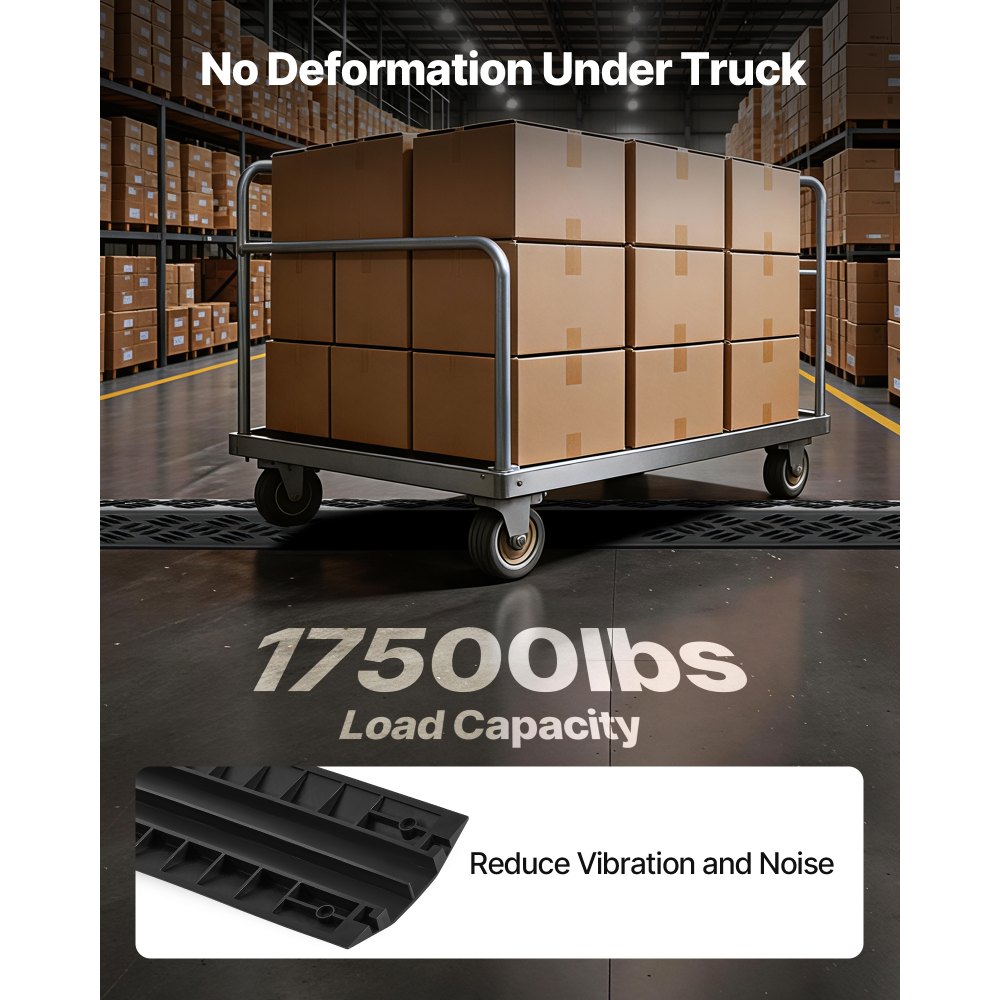 VEVOR Rampa de Protección de Cable 1 Pieza Protector de Cables para Suelo Capacidad de Carga de 7938 kg para Zonas de Alto Tránsito Peatonal, para Interiores, Exteriores, Hogar, Oficina, Almacén