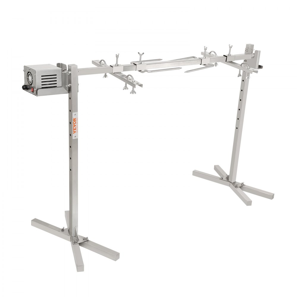 VEVOR Asador Eléctrico de 117cm Asador de Cerdo Capacidad de 60kg Asador Giratorio Motor Automático de 52W Soporte Universal Ajustable en Altura Asador Barbacoa de Acero Inoxidable para Cordero Cerdo