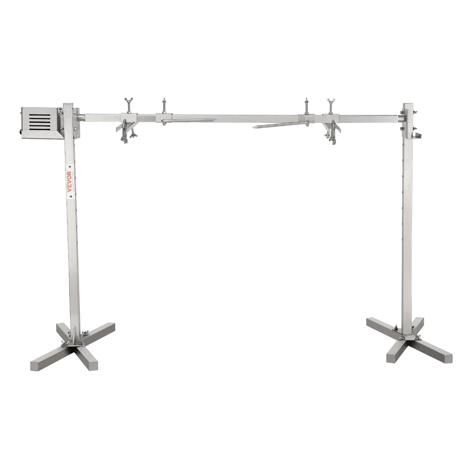 VEVOR Asador Eléctrico de 117cm Asador de Cerdo Capacidad de 60kg Asador Giratorio Motor Automático de 52W Soporte Universal Ajustable en Altura Asador Barbacoa de Acero Inoxidable para Cordero Cerdo