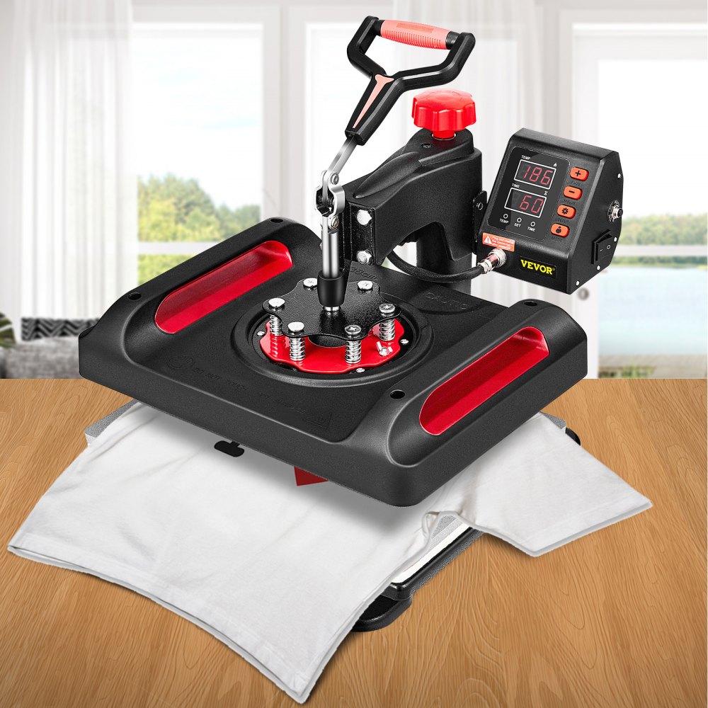 VEVOR Máquina de Prensa de Calor, Transferencia de Calor, Prensa de Calor Multifunción de Cubierta de 38x30 cm, 11 en 1 Prensa de Calor  Digital de doble tubo para DIY Camisetas, Sombreros, Tazas