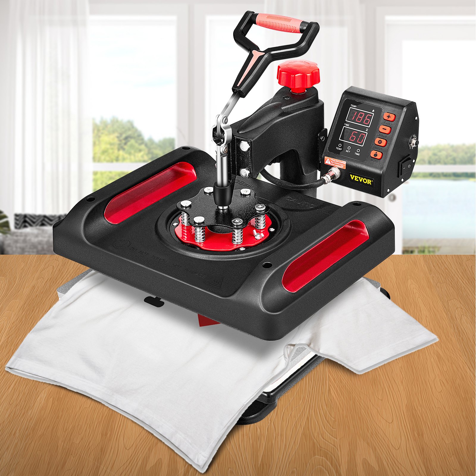 VEVOR Máquina de Prensa de Calor, Transferencia de Calor, Prensa de Calor Multifunción de Cubierta de 38x30 cm, 11 en 1 Prensa de Calor  Digital de doble tubo para DIY Camisetas, Sombreros, Tazas