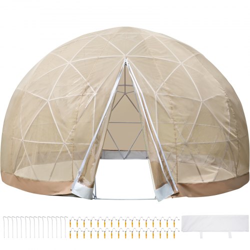 VEVOR Kit de Cúpula de Jardín Iglú de 12 pies (3.7m) Cúpula de Invernadero Kit de Cúpula Geodésica de Iglú de PVC Igloo Tienda de Campaña Patio