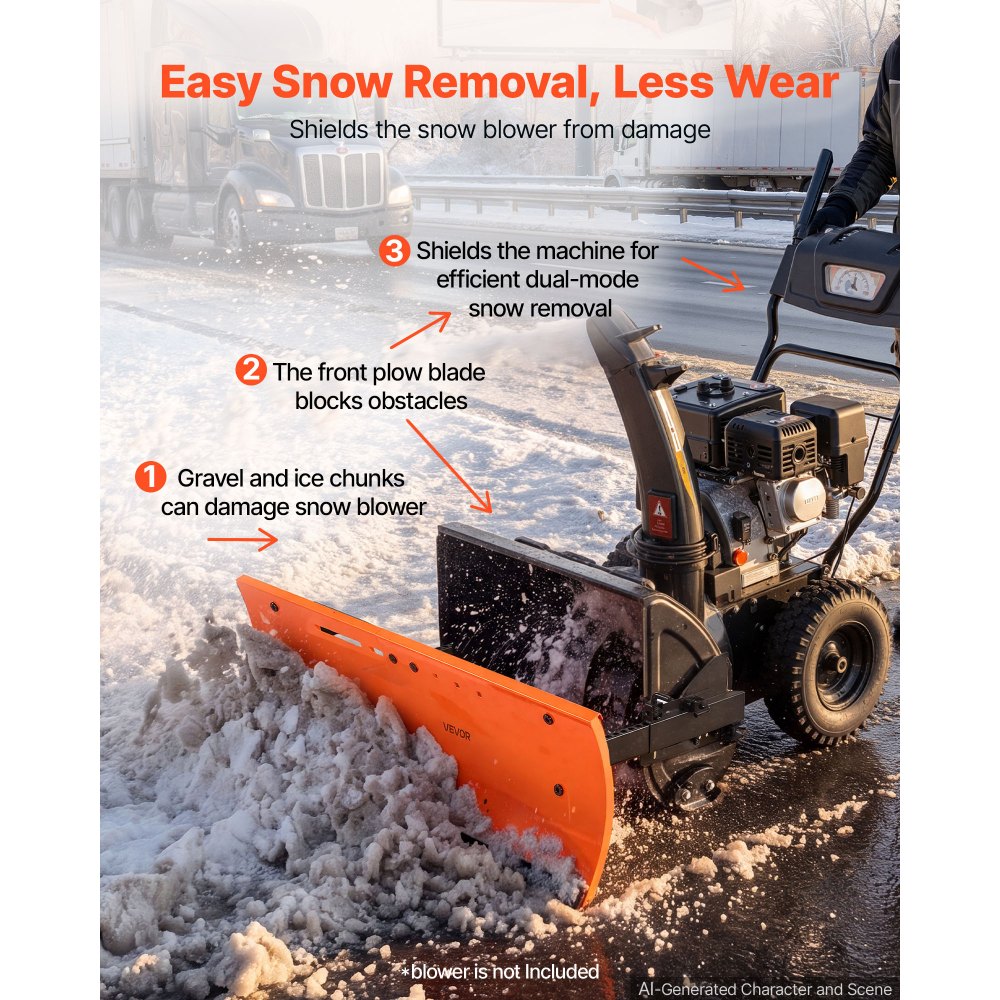 VEVOR Juego de Pala Quitanieves Ancho Ajustable 559-813 mm Pala de Nieve, para Limpieza de Nieve en Camino patio, Compatible con Máquina Quitanieves Universal, Acero al Carbono, Kit de Accesorios