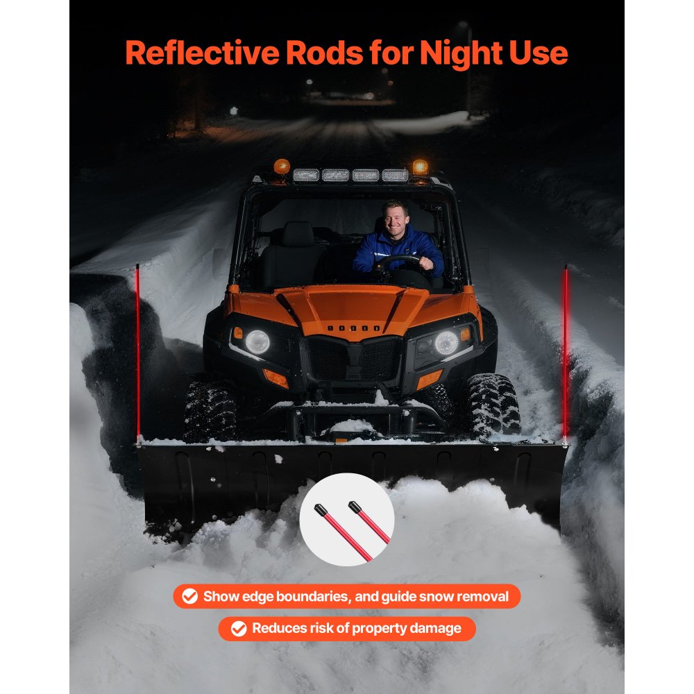 VEVOR Quitanieves, Kit de Pala de Nieves Ajustable de 109/182 cm, Fácil Desmontable, Quitanieves de Montaje Universal con Faldones de Goma Cuchilla de Acero Compatible con la Mayoría de UTV y ATV