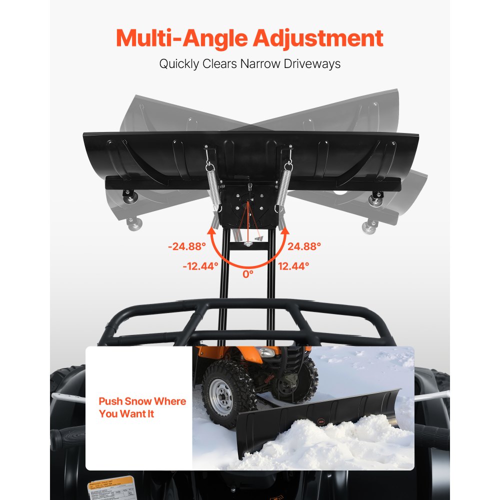 VEVOR Quitanieves, 1524 x 385 mm, Pala Quitanieves de Acero Universal, Altura e Izquierda-Derecha Ajustable, Pala de limpieza 3 Opciones de Montaje para Remoción de Nieve para la Mayoría de ATV/ UTV